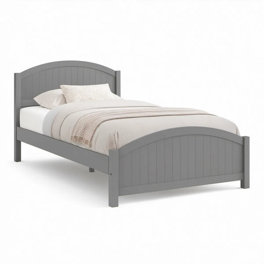 Twin Arched Panel Bed Frame, Gray, 80.0 x 42.0 x 48.0 in
