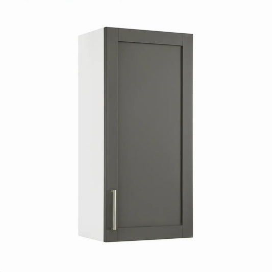 Wall-Mount Kitchen Cabinet, 12 x 12 x 30 in, Single Door, Gray/White
